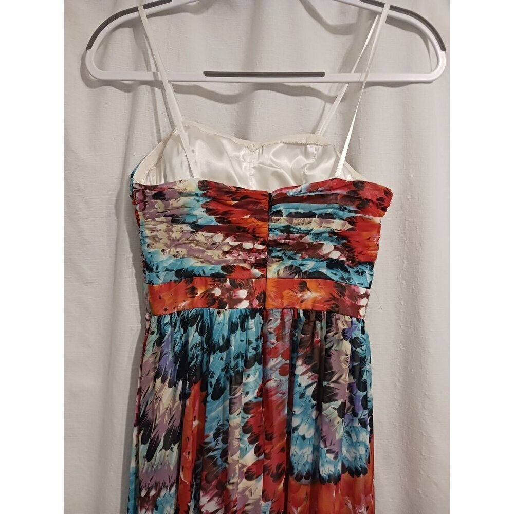 Aidan Mattox Feather Print Highlow Strapless Dress Multicolor Size 0 - Picture 5 of 10